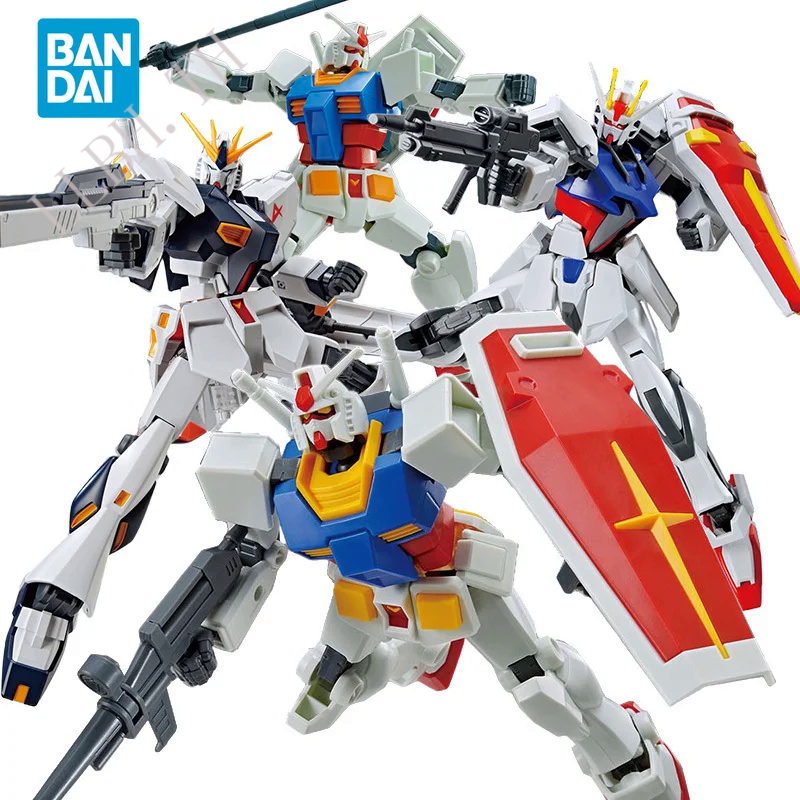 Bandai Original GUNDAM อะนิเมะรุ่น EG 1/144 RX-78-2 STRIKE และ V GUNDAM Action Figure Assembly ของเล