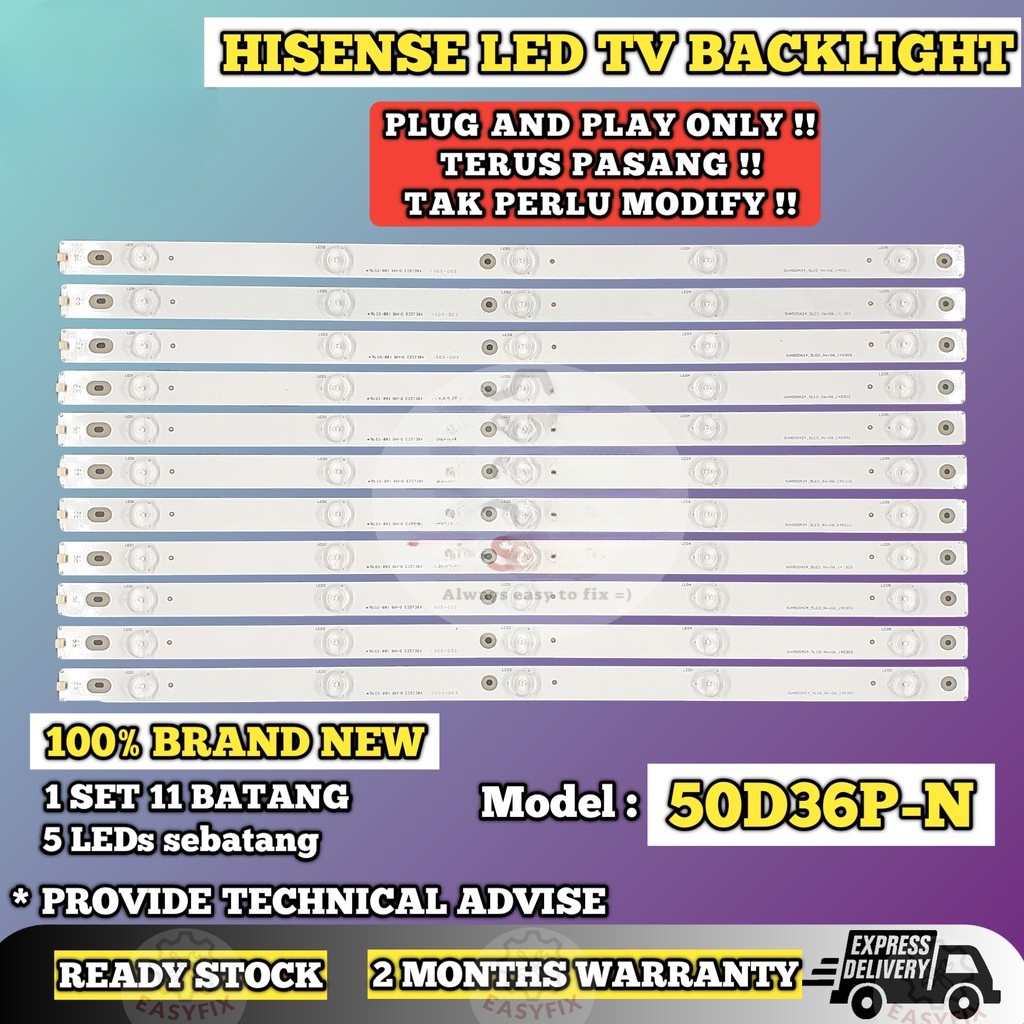 50D36P-N HISENSE 50 INCH LED TV BACKLIGHT ( LAMPU TV ) 50D36P 50D36PN