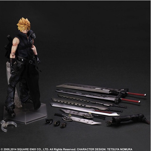 BFT PLAY ARTS 25ซม. Final Fantasy VII Cloud Strife Articulated Action Figure ของเล่น