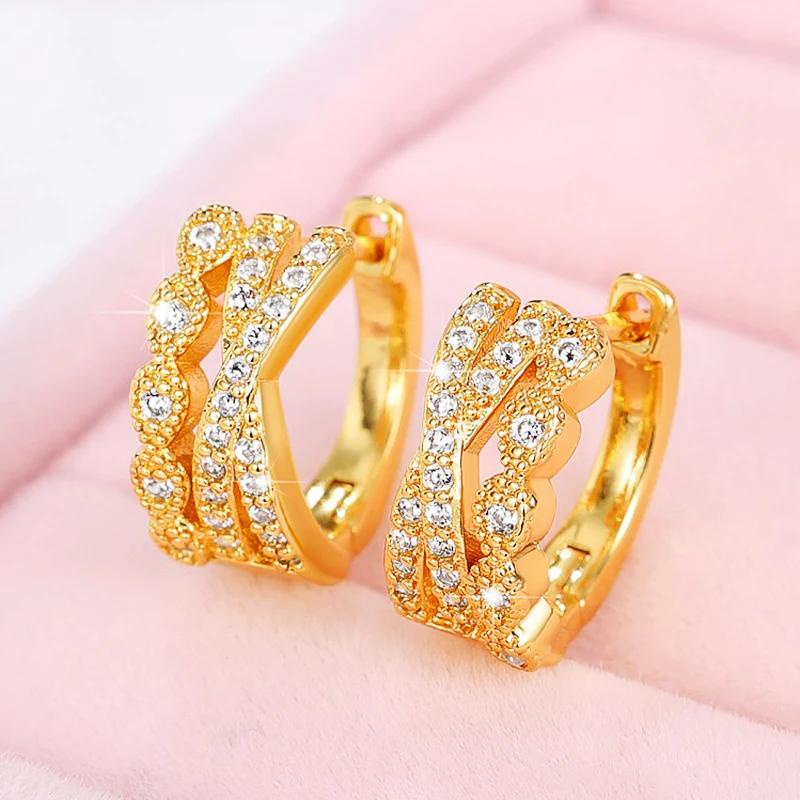 925 เงิน Dainty Gold สี Cross-shaped Hoop ต่างหูพราว Cubic Zirconia อารมณ์ผู้หญิงที่ละเอียดอ่อนต่างหูแฟชั่นเครื่องประดับ