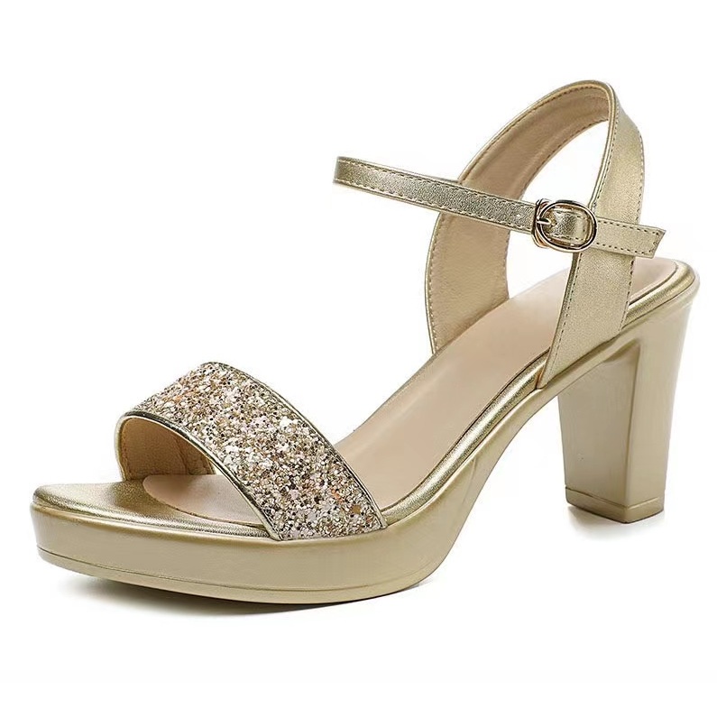 Charming missx สินค้าพร้อมส่ง รองเท้าส้นสูง รัดข้อเท้า🌷 ด้านหน้าแต่งกากเพชร BR380