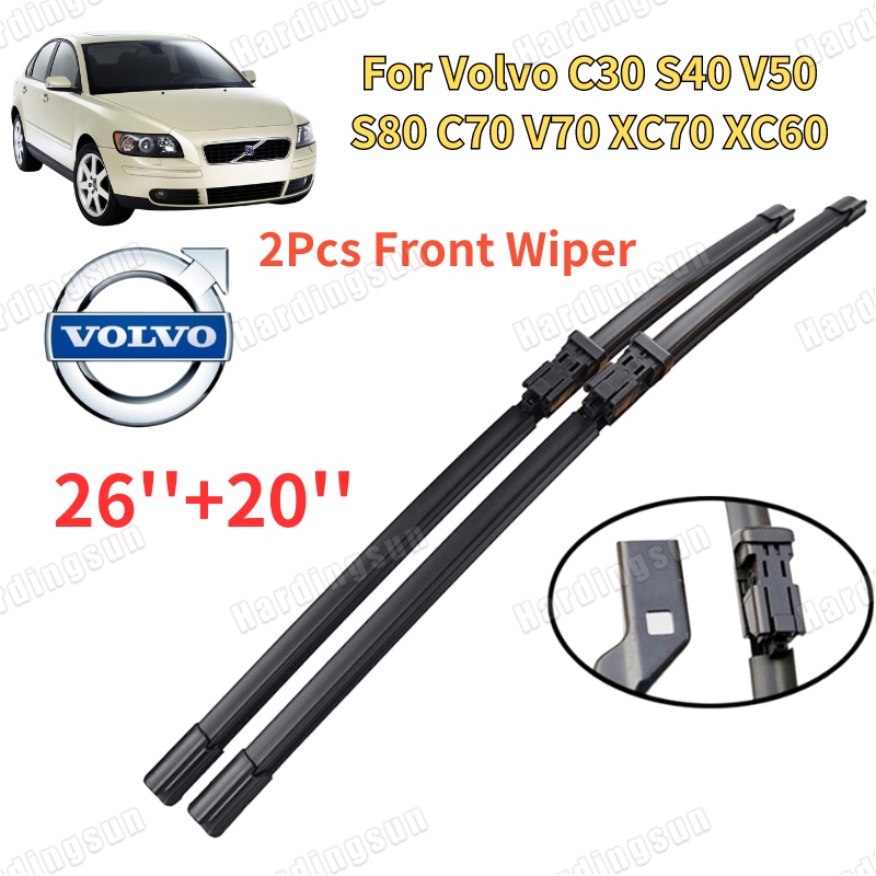 ชุดใบปัดน้ําฝนกระจกด้านหน้า 26 นิ้ว และ 20 นิ้ว สําหรับ Volvo C30 S40 V50 S80 C70 V70 XC70 XC60 2 ชิ้น