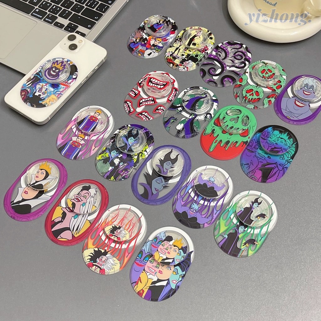 ขาตั้งโทรศัพท์มือถือ PC ทรงวงรี แม่เหล็ก กันตก ลายแม่มดดิสนีย์ ราชินีวายร้าย สําหรับโทรศัพท์มือถือ แท็บเล็ต