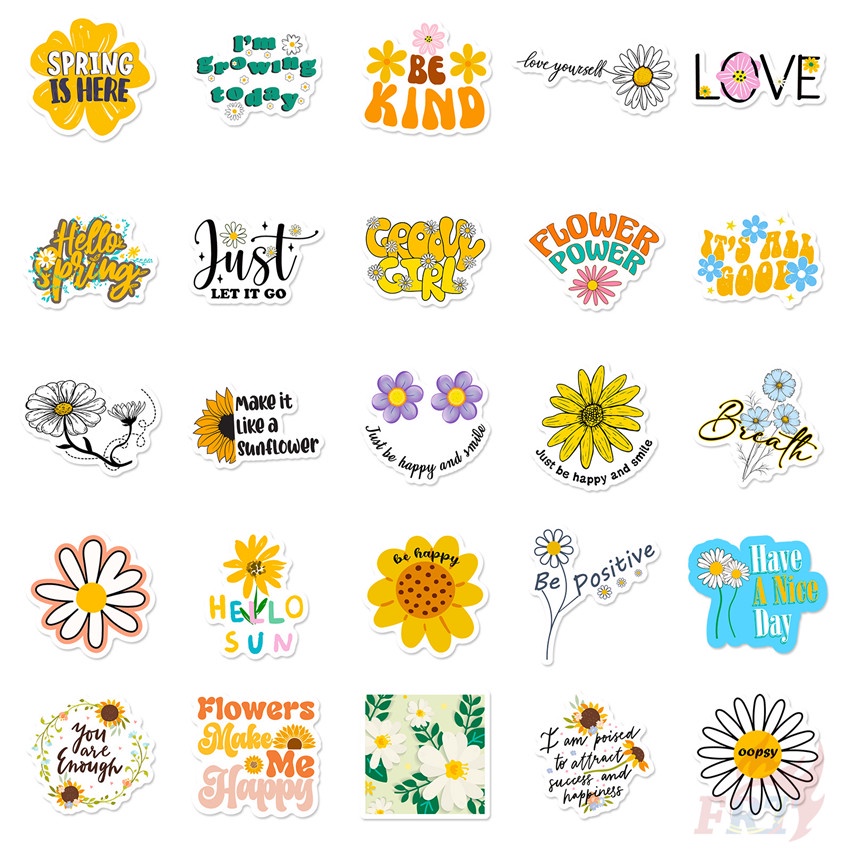 ❉ สติกเกอร์ ลายดอกไม้ Slang Art Series 01 ❉ สติกเกอร์แฟชั่น กันน้ํา DIY 50 ชิ้น/เซต