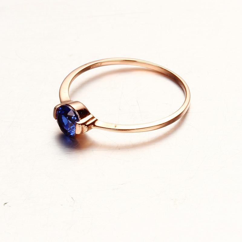 แหวนทองคํา 14k สีโรสโกลด์ สีม่วง หรูหรา สําหรับผู้หญิง Au585