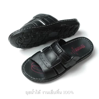 รองเท้าแตะผู้ชาย ️หนัง รองเท้าแตะหนัง ผ้านิ่ม ทนน้ำทนฝน ไม่อับ เย็บรอบกันหลุด
