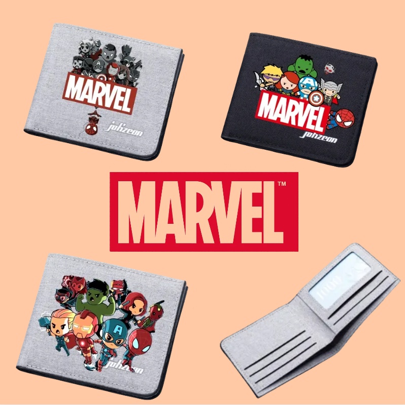 [พร้อมส่ง] กระเป๋าสตางค์ กระเป๋าใส่เหรียญ ลายการ์ตูนมาร์เวล ทนทาน สําหรับเด็ก
