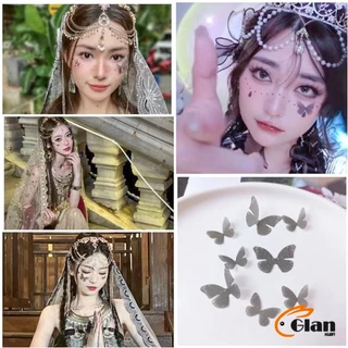 Glanxuan สติกเกอร์คริสตัล เพชรติดหน้า ผีเสื้อติดหน้า รูปผีเสื้อ DIY 3D Butterfly Sticker