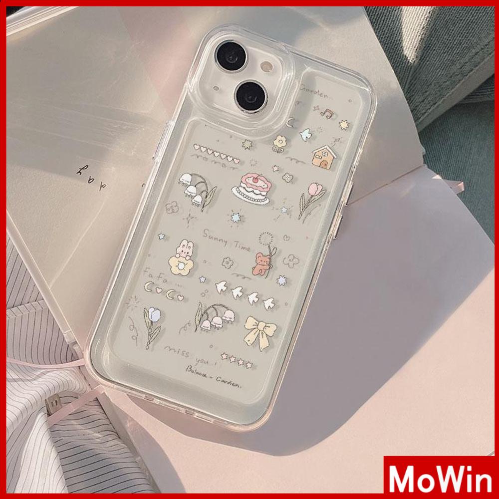 Mowin - เข้ากันได้สำหรับ 15 เคสไอโฟน11 เคส iphone 11 เคส 15 pro max เคสใสเคส TPU นุ่มปุ่มไฟฟ้ากันกระแทกกระต่ายน่ารักดอกไม้โบว์เข้ากันได้กับ 14 PRO MAX 13 12 XR XS 7 8 PLUS