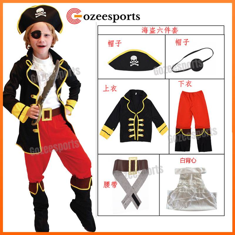 ชุดคอสเพลย์โจรสลัด ชุดเสื้อคลุม ฮาโลวีน คริสต์มาส สําหรับเด็ก แฟนซี ปาร์ตี้ สวมบทบาท กางเกง รองเท้าบูท หมวก เครื่องแบบ