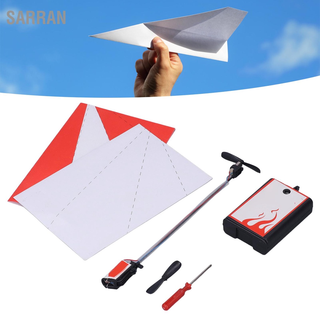 SARRAN ไฟฟ้ากระดาษเครื่องบินป้องกันการชนไฟฟ้ามอเตอร์กระดาษเครื่องบินพับ DIY กระดาษเครื่องบินของเล่น