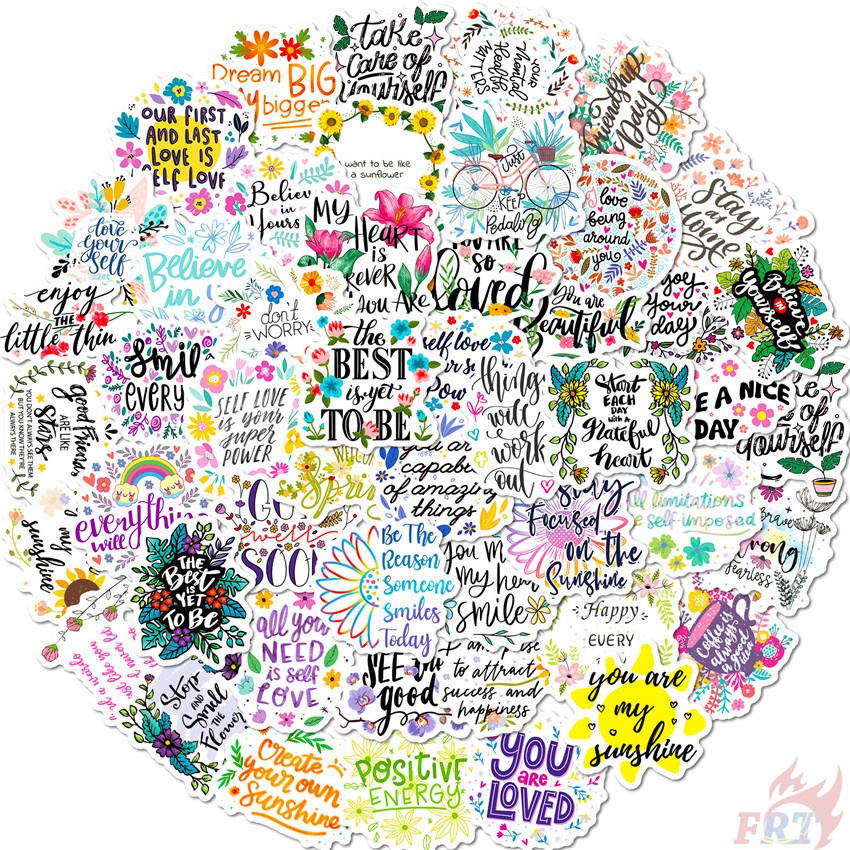 50Pcs/Set ❉ Flowers Slang Art Series 02 Stickers ❉ DIY Fashion Waterproof  Doodle Decals Stickers