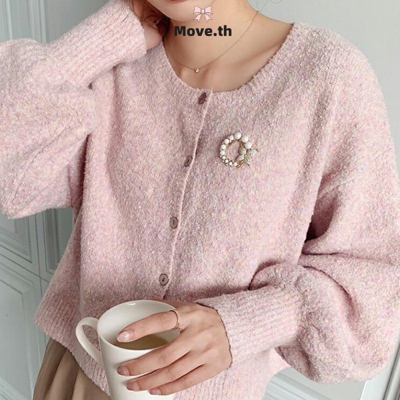 ในไทย✨แฟชั่นผีเสื้อเข็มกลัดเข็มกลัดมุกทองเข็มกลัดผู้หญิง Hijab Rhinestone เข็มกลัด-Move
