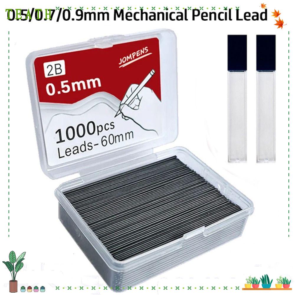 Teath ไส้ดินสอกดอัตโนมัติ ความยาว 60 มม. ลบได้ 0.5 0.7 0.9 มม. สีดํา แบบเปลี่ยน 1000 ชิ้น ต่อกล่อง