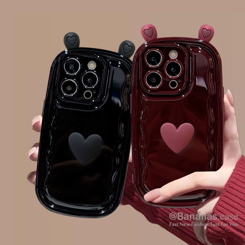 Iphone 16 15 14 13 12 11 Pro Max X Xr Xs Max เคสโทรศัพท์ 3D DIY ins Love Heart ปกอ่อน