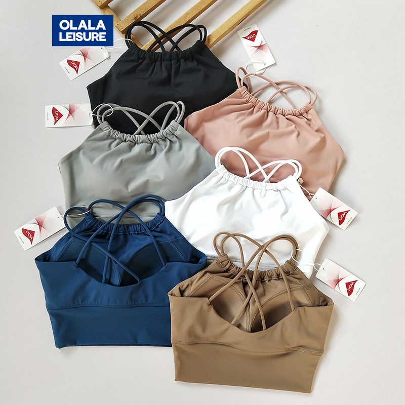 OLALA LEISURE ชุดชั้นในสปอร์ตบรา กันกระแทก เหมาะกับใส่เล่นโยคะ ฟิตเนส แฟชั่นฤดูร้อน สําหรับผู้หญิง