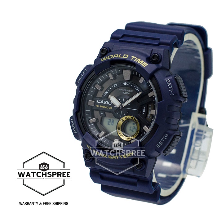 Casio Standard Analog-Digital Dark Blue Resin Watch AEQ110W-2A AEQ-110W-2A