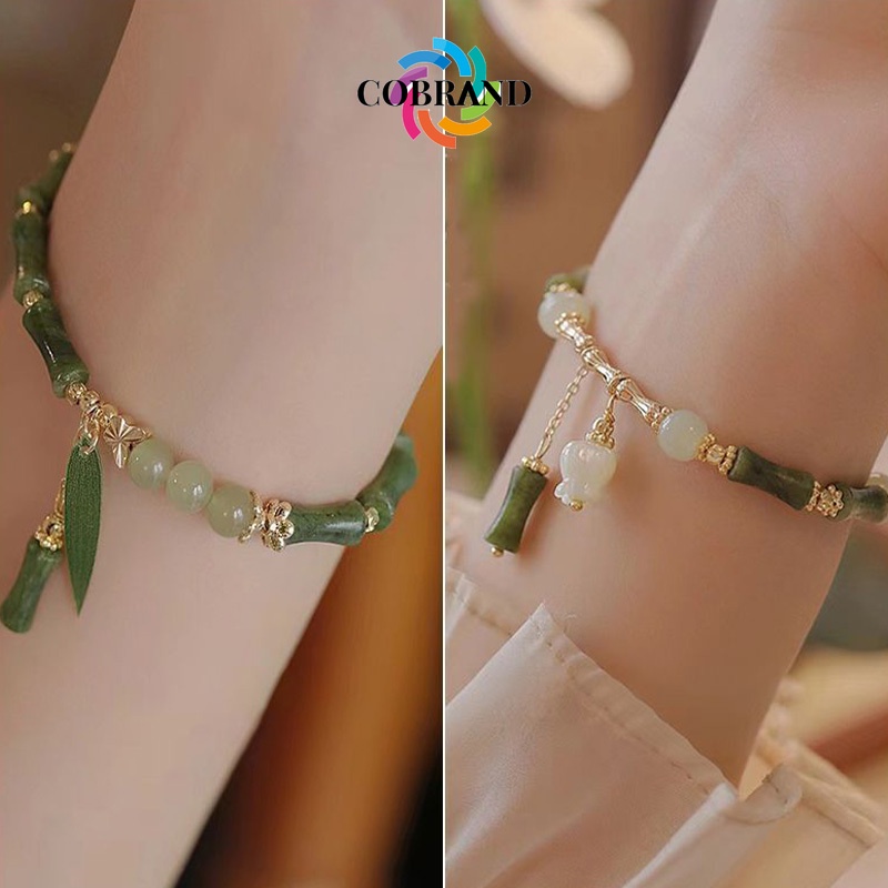 สร้อยข้อมือลูกปัดไม้ไผ่สไตล์จีนร่วมสุภาพสตรีวินเทจซอกออกแบบสร้อยข้อมือใบไผ่ของขวัญเพื่อนสูงCOD