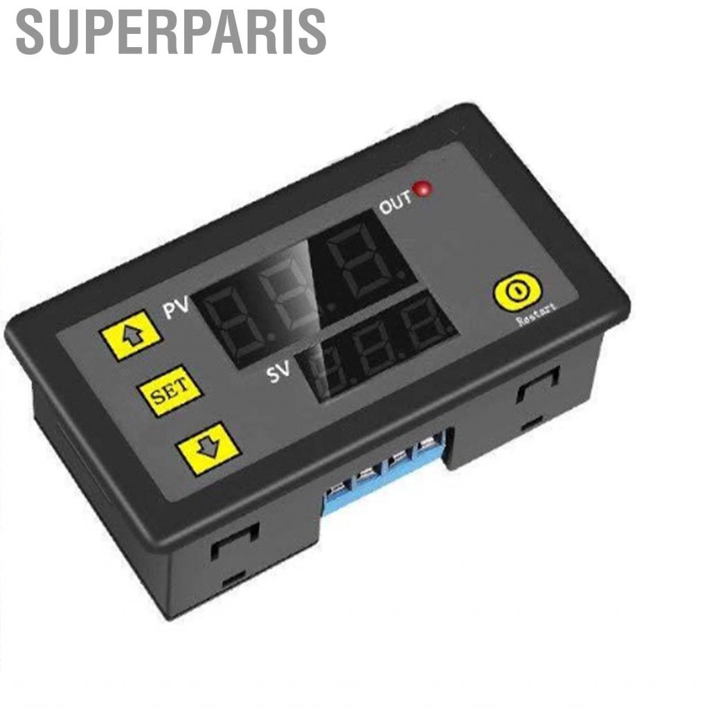 Superparis Timer Relay Module DC 12V Dual Display Digital Cycle Delay Switch Controller Voltmeter 20A