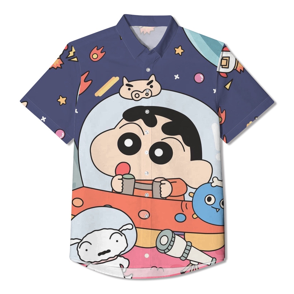 เสื้อเชิ้ตแขนสั้น พิมพ์ลายการ์ตูนชินจัง