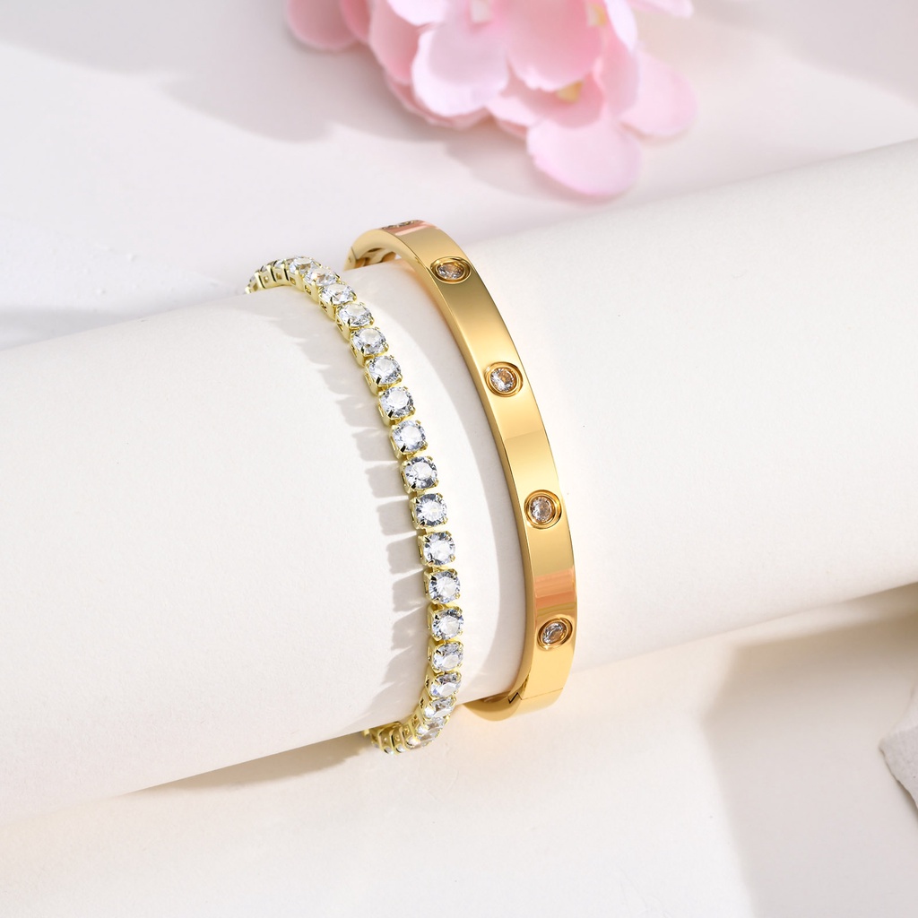 Vnox سوار كريستال مطلي ذهب 18K بالزركون — صورة 6
