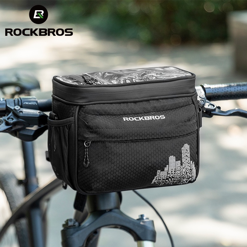 Rockbros กระเป๋าใส่โทรศัพท์มือถือ หน้าจอสัมผัส ความจุขนาดใหญ่ 4.7 ลิตร สําหรับติดแฮนด์รถจักรยาน MTB