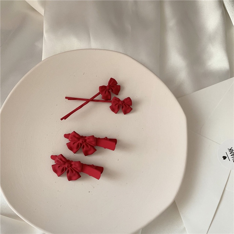 กิ๊บติดผม อเนกประสงค์ ประดับโบว์น่ารัก สีแดงหวาน สําหรับเด็กผู้หญิง - รูปที่ 3