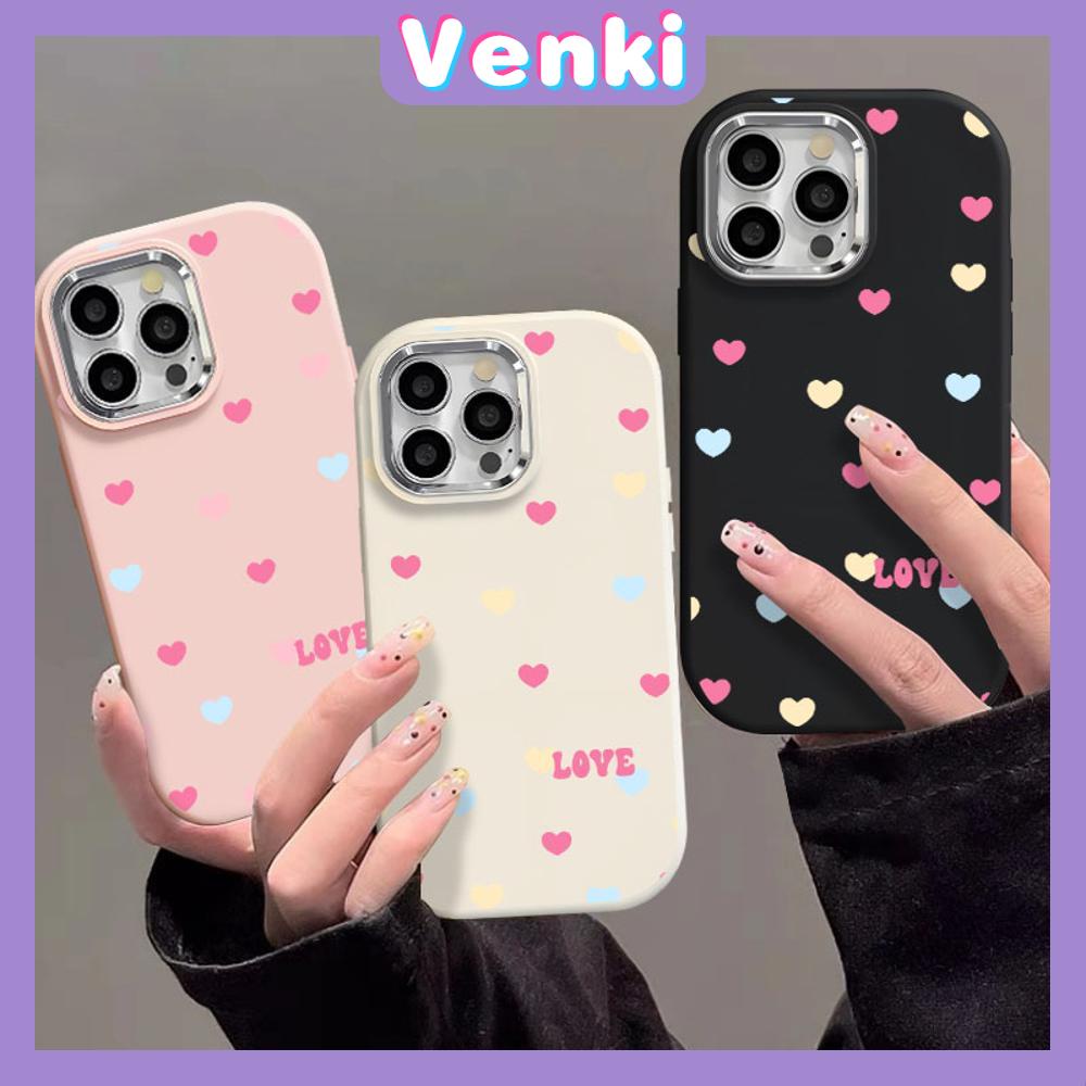 VENKI - เข้ากันได้สำหรับ เคสไอโฟน11 เคส iphone 11 15 pro max กรณีป้องกันลายนิ้วมือ TPU นุ่มโลหะไฟฟ้ากรอบกล้องที่เรียบง่ายหัวใจที่มีสีสันสวยงามเข้ากันได้กับ iPhone 14 13 12 11 PRO MAX XS