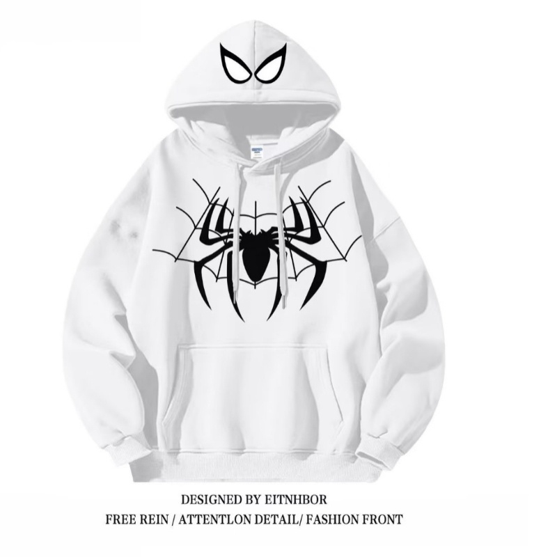 Plus ขนาด M-8XL คู่ Hoodies2025 ใหม่อเมริกันสนุกการ์ตูน Spider พิมพ์กํามะหยี่ผ้าฝ้ายหนารอบคอ Hoodies ผู้ชายแฟชั่นแบรนด์ Hip Hop หลวมสวมใส่ Unisex เสื้อกันหนาว