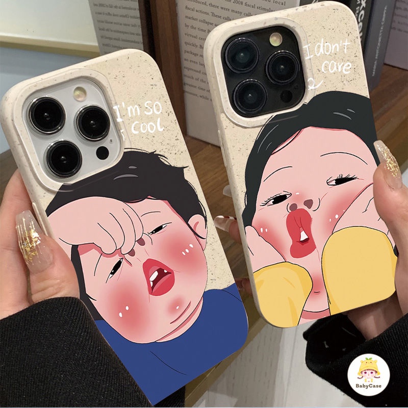 การ์ตูนตลกเล็ก ๆ น้อย ๆ อ้วนเด็กน่ารักคู่กรณีโทรศัพท์เข้ากันได้ iPhone 15 11 14 13 12 Pro Max 7 6 8 15 Plus XR X XS MAX