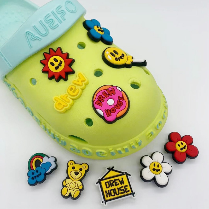 น่ารักสายรุ้งหมีรองเท้า Charm ดอกไม้ Drew Jibbitz Crocs Lollipop Sun Jibits Charm Pin Sunflower Jibitz Crocks สําหรับเด็กรองเท้าอุปกรณ์เสริมตกแต่ง
