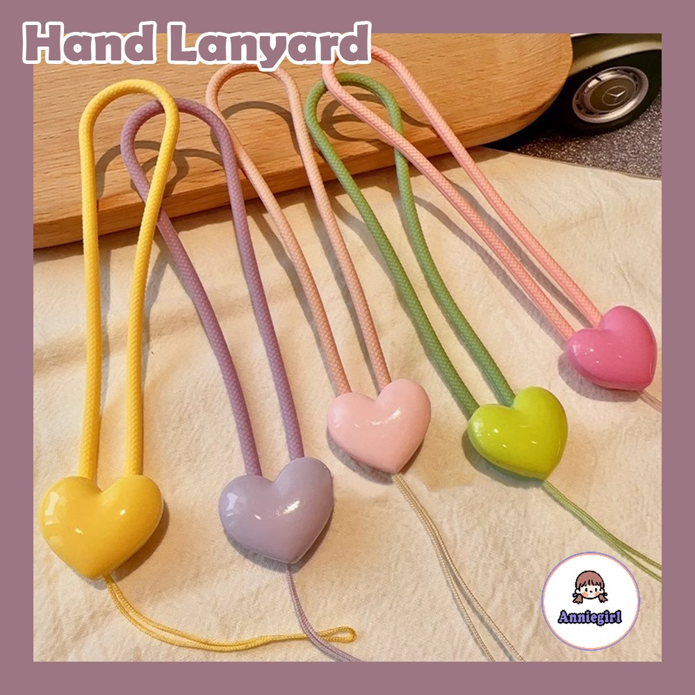 สายคล้องโทรศัพท์มือถือ ผ้าไนล่อน ป้องกันการสูญหาย ลายหัวใจ แฟชั่นสําหรับห้อยโทรศัพท์มือถือ