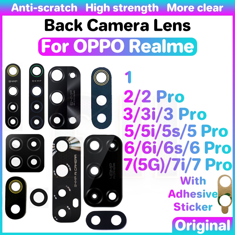 & ฝาครอบเลนส์กล้องด้านหลังสําหรับ OPPO Realme 1 2 3 3i 5 5i 5s 6 6i 6s 7 7i Pro i s 5G 4G ด้านหลังกล