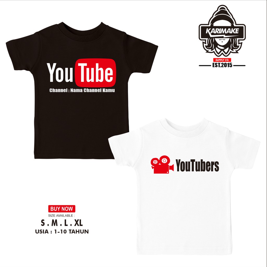 [เสื้อยืด]เสื้อยืดผ้าฝ้ายพิมพ์ลายเสื้อยืด พิมพ์ลายโลโก้ Youtube Kids Karimake สําหรับเด็กS-5XL