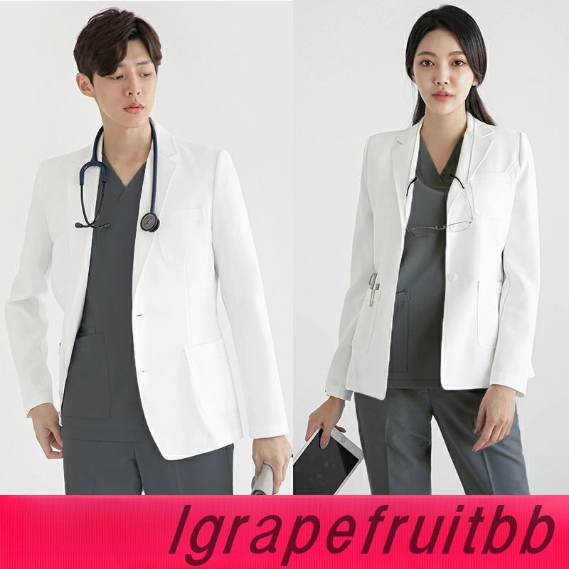☑ผ้าคุณภาพสูง เสื้อกาวน์แขนสั้น สีขาวเสื้อแพทย์ เสื้อพยาบาล หลายขนาด ชาย หญิง ใช้ได้หมด