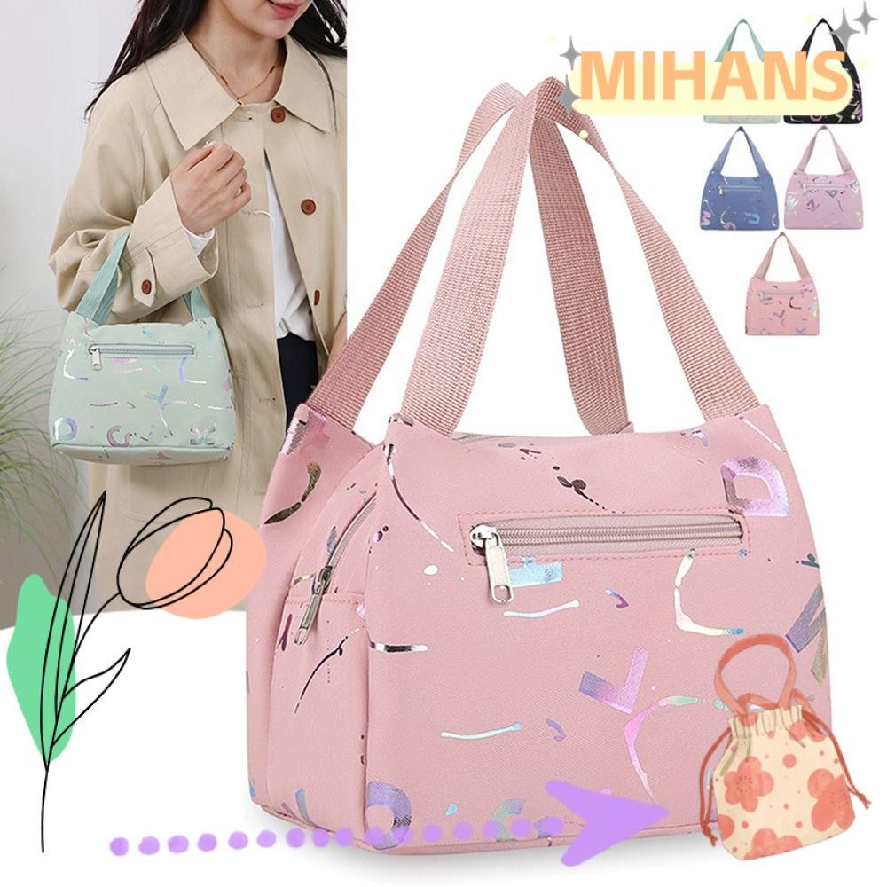 Mih Tote Bags, กระเป๋าถือความจุขนาดใหญ่กันน้ํา, กระเป๋าถือช้อปปิ้งการพิมพ์ Bronzing เรียบง่าย