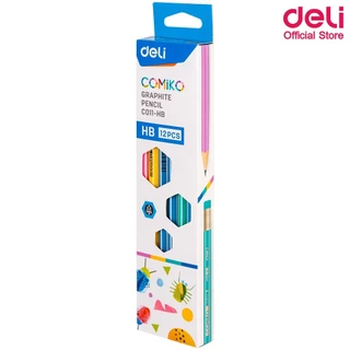 ดินสอไม้COMIKO Deli รุ่น C011 ความเข้มHB สีสันสดใส (จำหน่าย 1 กล่อง / 12 แท่ง)