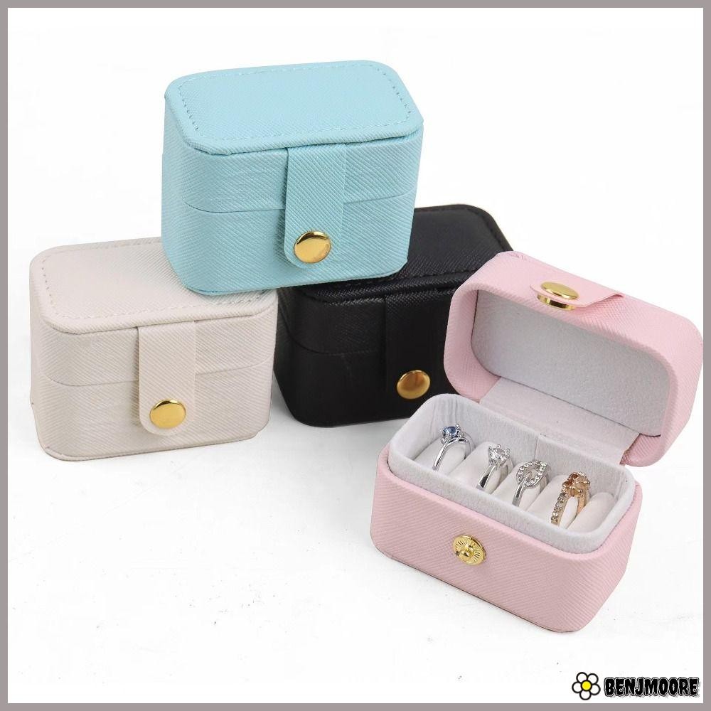 Benjmoore ที่วางต่างหูแหวน, กล่องใส่เครื่องประดับขนาดเล็กแบบพกพา, ฝาครอบพลิกคุณภาพสูง PU หนังกล่องเก็บจอแสดงผล Travel