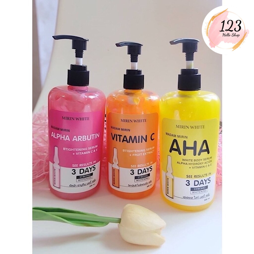 Mirin White Body Serum 500 ml เซรั่มผิวกาย 3 สูตร Alpha Arbutin , Vitamin C , AHA ✨
