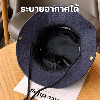 หมวกบักเก็ต หหมวกบังแดดปีกกว้าง ปักย้อนยุคล้างถังหมวก หมวกเดินป่า UPF50+ พับได้ สำหรับเดินป่า ตกปลาเซิร์ฟ