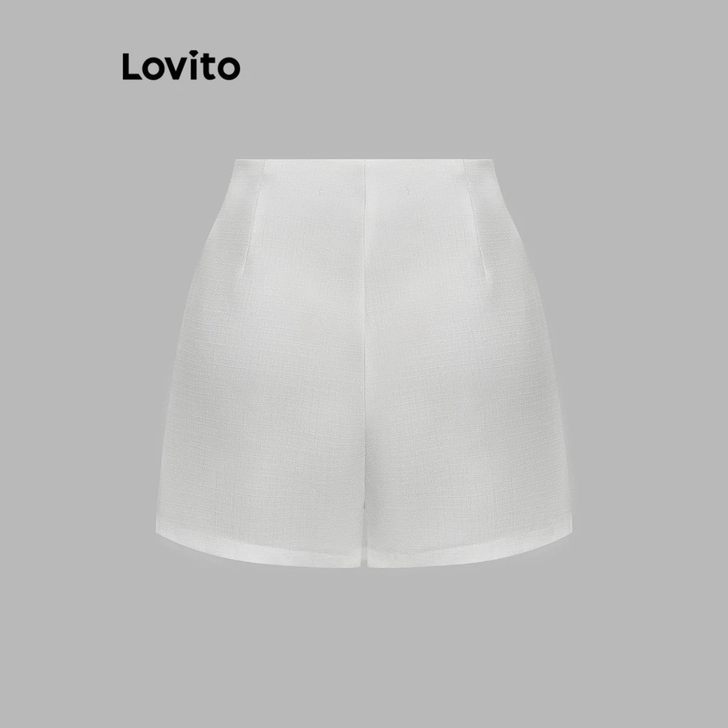 Lovito กางเกงขาสั้น 2 in 1 ซิปปลอม L58AD066 สีขาว thumbnail 3