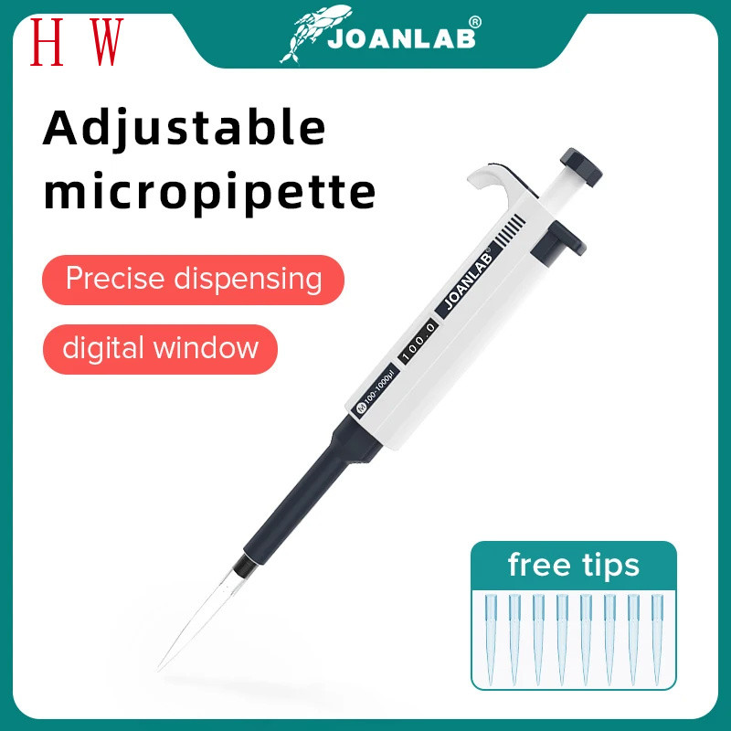JOANLAB Official Store ห้องปฏิบัติการปิเปตพลาสติก Single Channel Digital Adjustable Micropipette Lab
