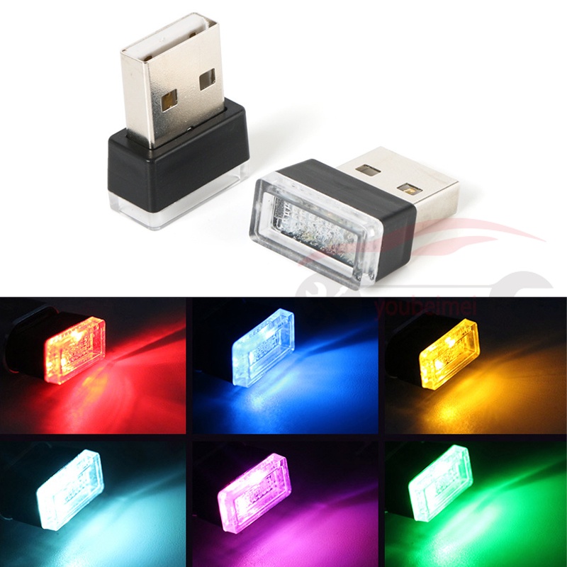 โคมไฟฉุกเฉิน LED USB ขนาดเล็ก หลากสีสัน สําหรับตกแต่งภายในรถยนต์
