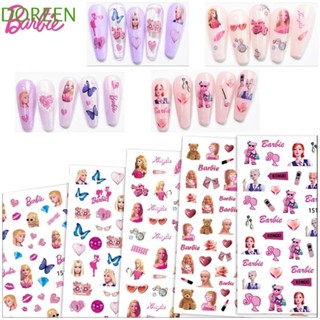 Doreen สติกเกอร์ตกแต่งเล็บ ลายการ์ตูนบาร์บี้ หัวใจ หลากสี สําหรับร้านเสริมสวย DIY