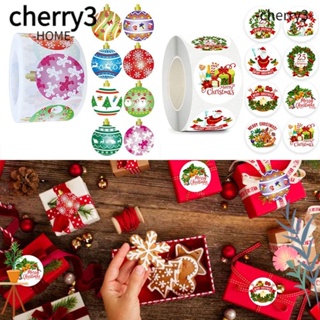 Cherry3 สติกเกอร์กระดาษคราฟท์ ลาย Merry Christmas สําหรับตกแต่งซองจดหมาย ของขวัญ งานแต่งงาน DIY 500 ชิ้น