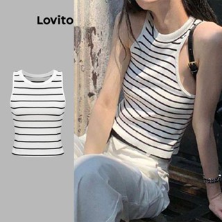 Lovito เสื้อกล้ามลำลอง ลายทาง เบสิก สำหรับสตรี L58AD010 (สีขาว)