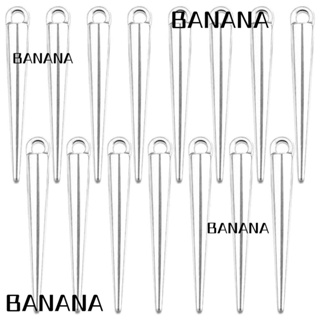 Banana1 จี้ลูกปัด ทรงกรวย สไตล์ทิเบตโบราณ สีเงิน 5x34 มม. 100 ชิ้น