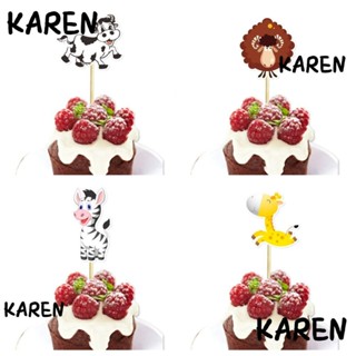 Karen ท็อปเปอร์ รูปสัตว์ป่า แบบพกพา ใช้แล้วทิ้ง สําหรับตกแต่งเค้กวันเกิด ธีมปาร์ตี้ 22 ชิ้น