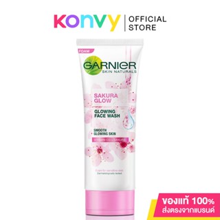 Garnier Sakura Glow Hyaluron Face Wash Foam 100ml การ์นิเย่ ซากุระ โกลว์ พิงค์กิช เรเดียนซ์ เจนเทิล คลีนซิ่ง โฟม.