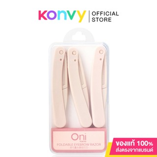 Oni Foldable Eyebrow Razor 3pcs #Sakura Pink มีดกันคิ้ว สีชมพูซากุระ 3 ชิ้น.